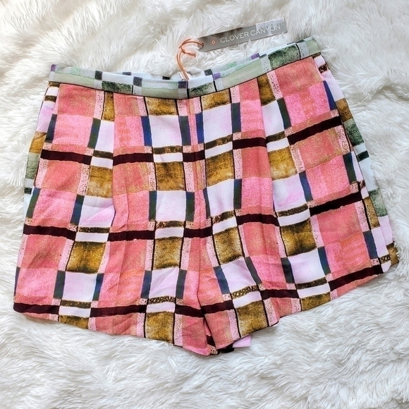 Clover Canyon Pants - NWT Clover Canyon hi-waist plaid shorts Sz. M